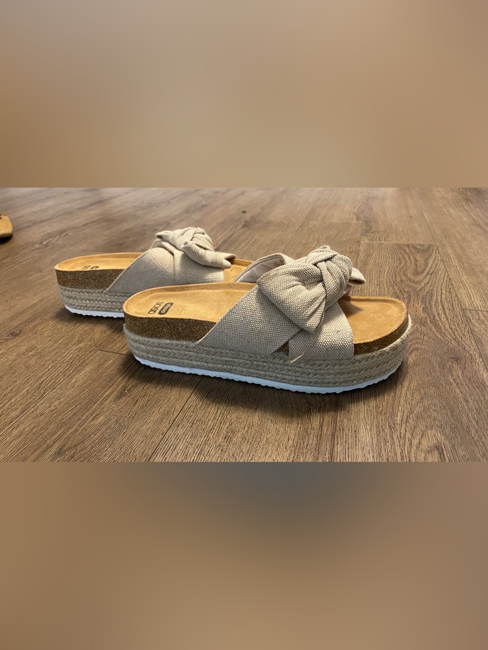 ASOS Natural Beige Knotted Espadrille Platform Slide